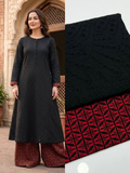 2 Piece Black Color Chicken Kari Shirt with Printed Trouser