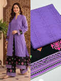 2 Piece Purple Color Chicken Kari Shirt with Printed Trouser