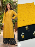 2 Piece Yellow Color Chicken Kari Shirt with Printed Trouser