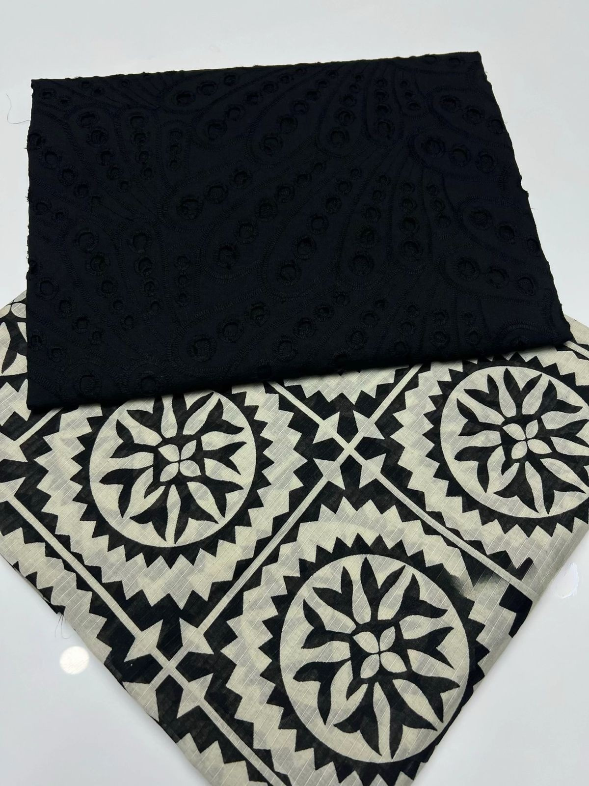 2 Piece Black Chicken Kari Shirt with Printed Trouser