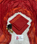 3 Piece Printed Red Color Unstitched Suit I Bin Saeed