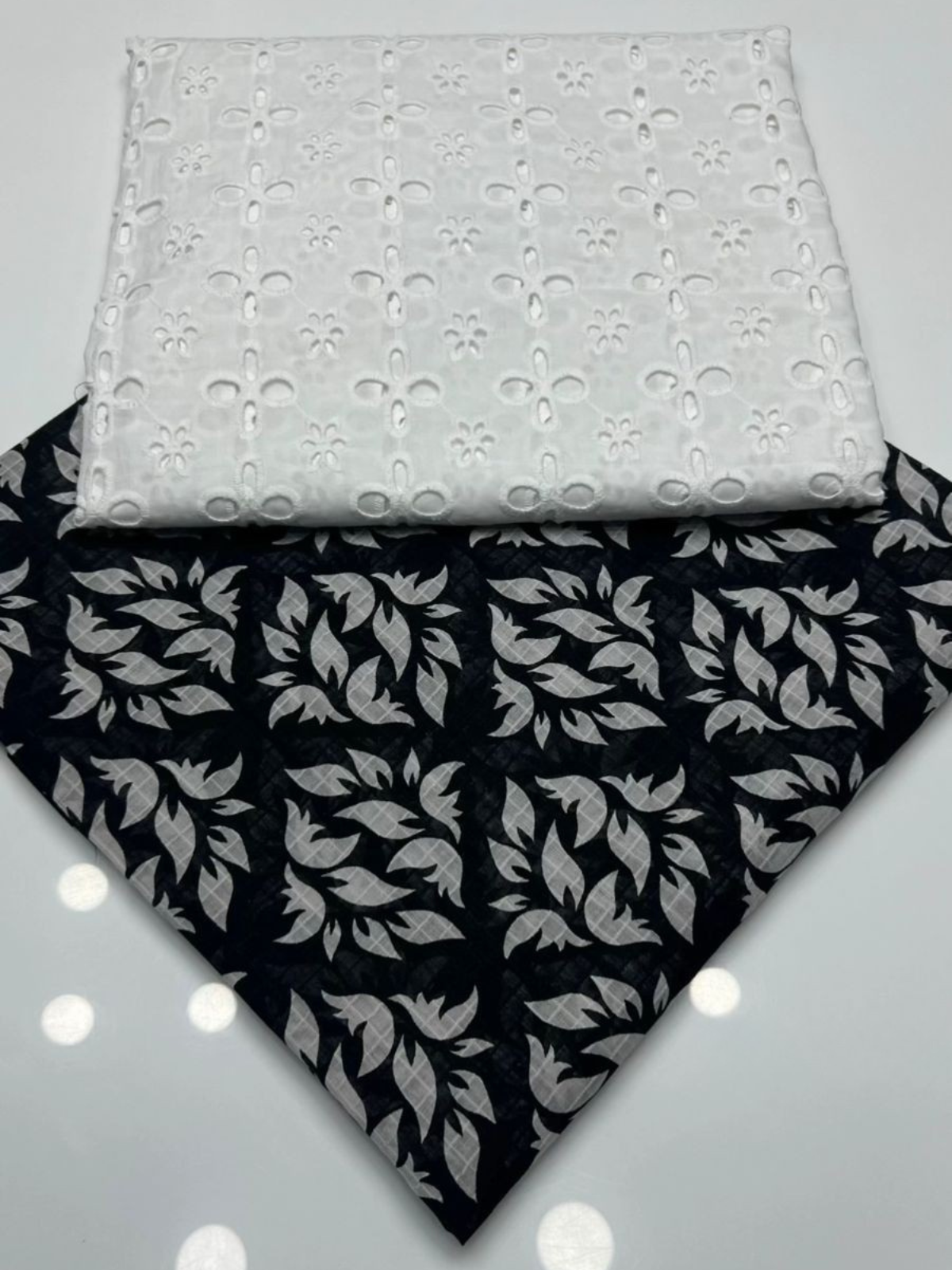 2 Piece White Chicken Kari Shirt with Printed Trouser
