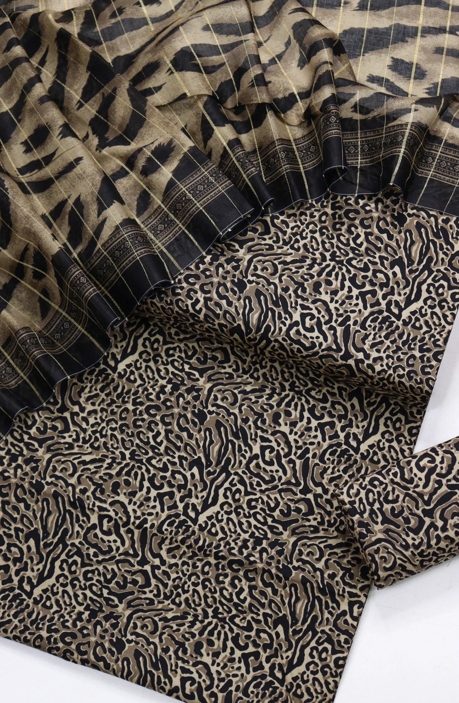 3 Piece Printed Cheeta Color Unstitched Suit I Bin Saeed