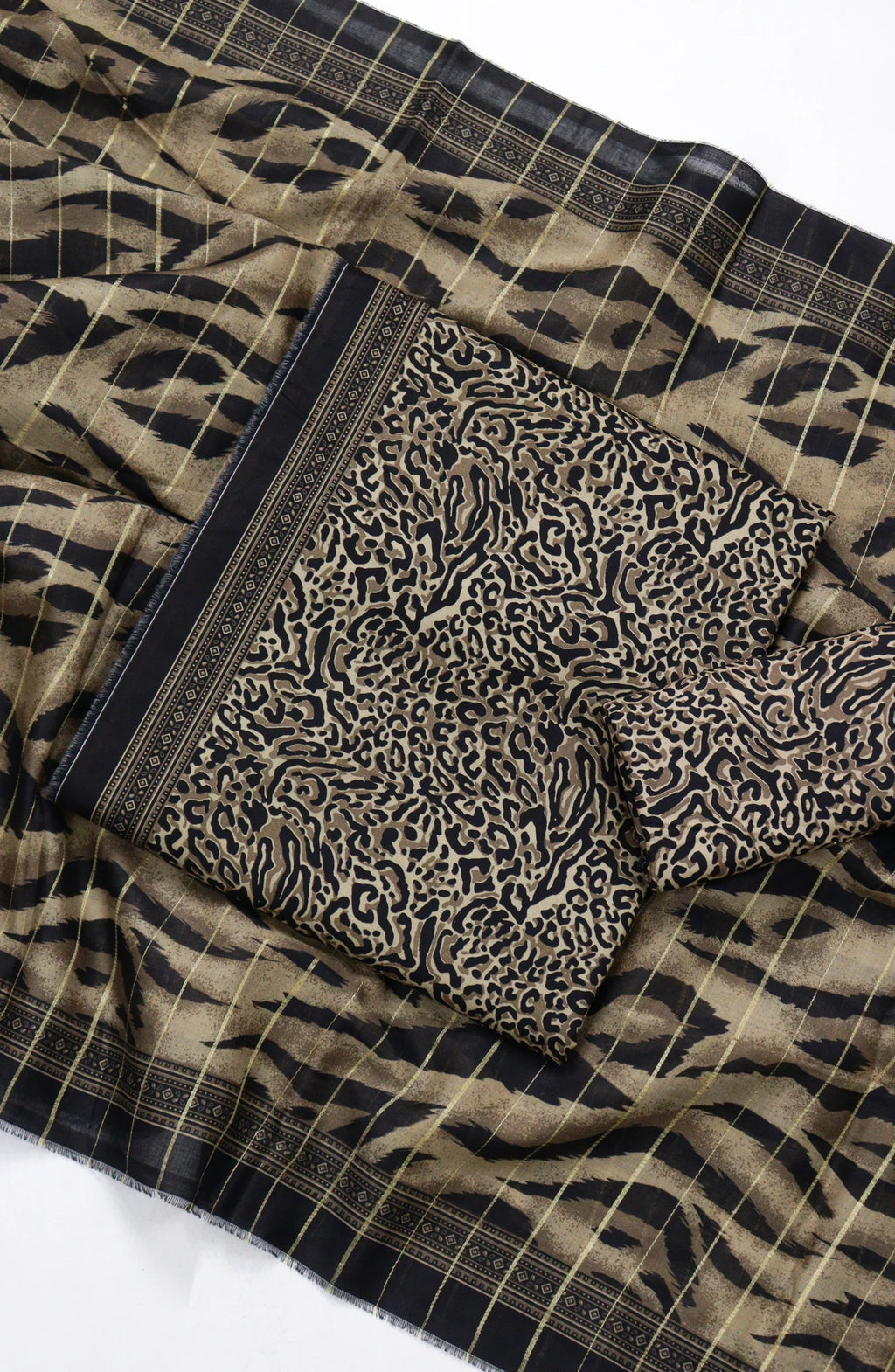 3 Piece Printed Cheeta Color Unstitched Suit I Bin Saeed