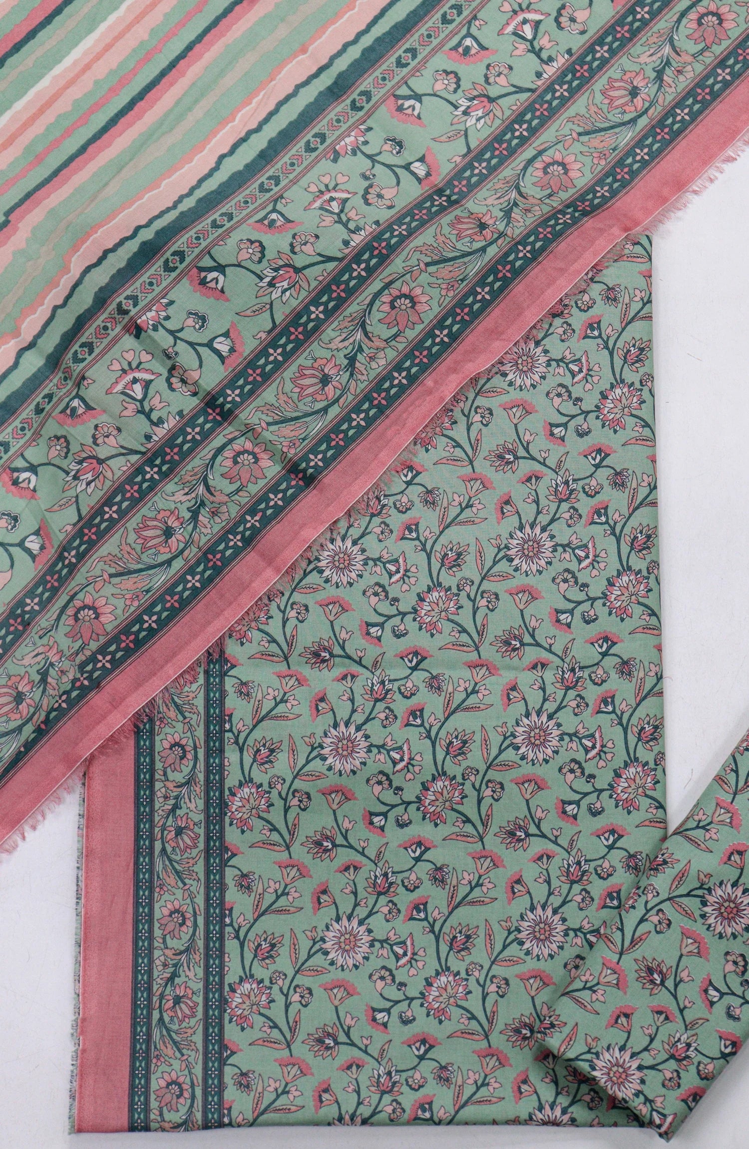 3 Piece Printed Mint Green Color Unstitched Suit I Bin Saeed