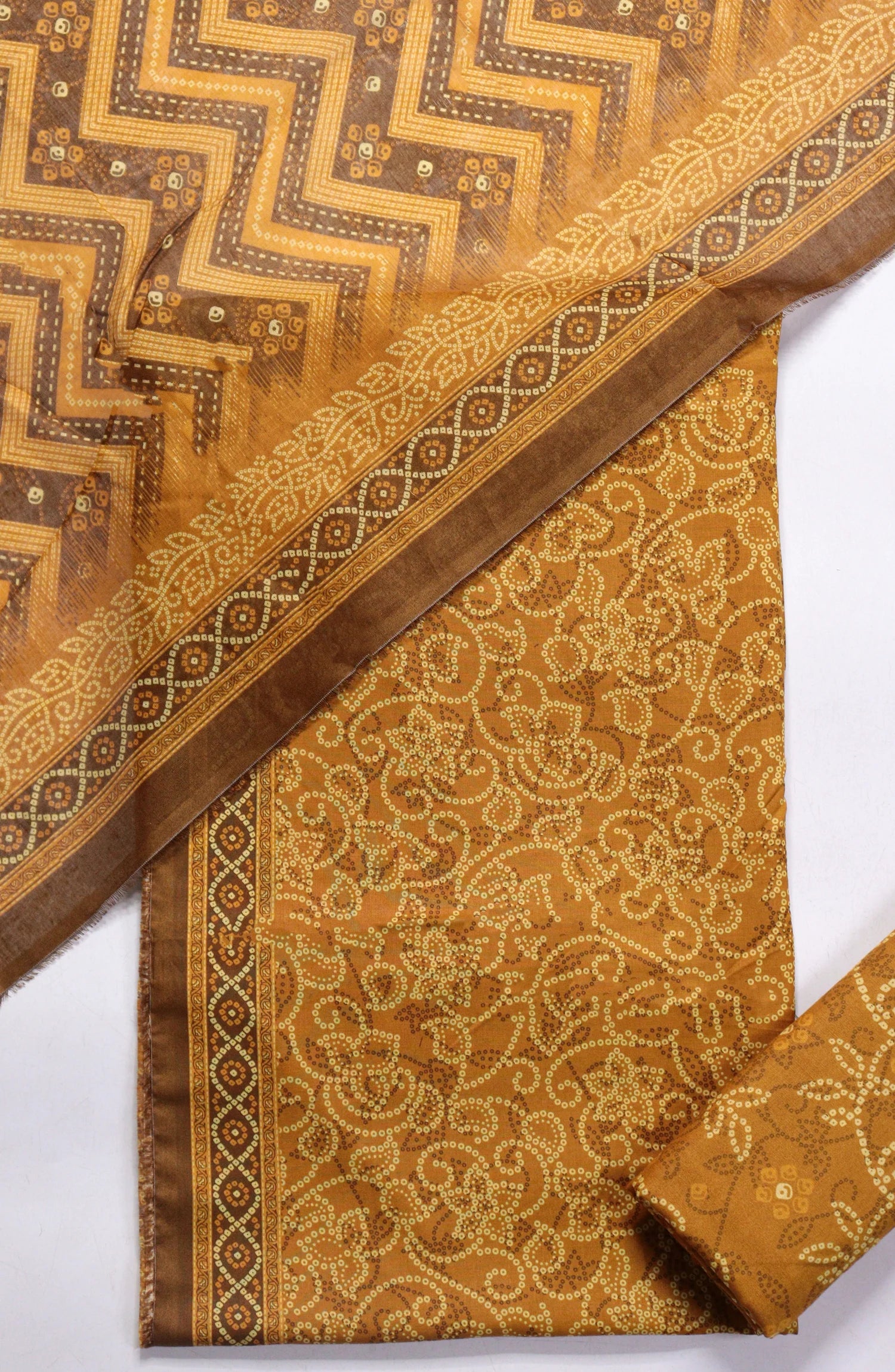 3 Piece Printed Yellow Color Unstitched Suit I Bin Saeed