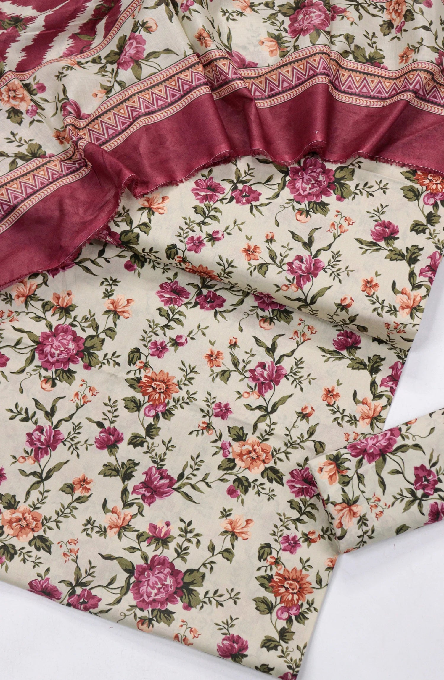 3 Piece Printed MultiColor Lawn Unstitched Suit I Bin Saeed