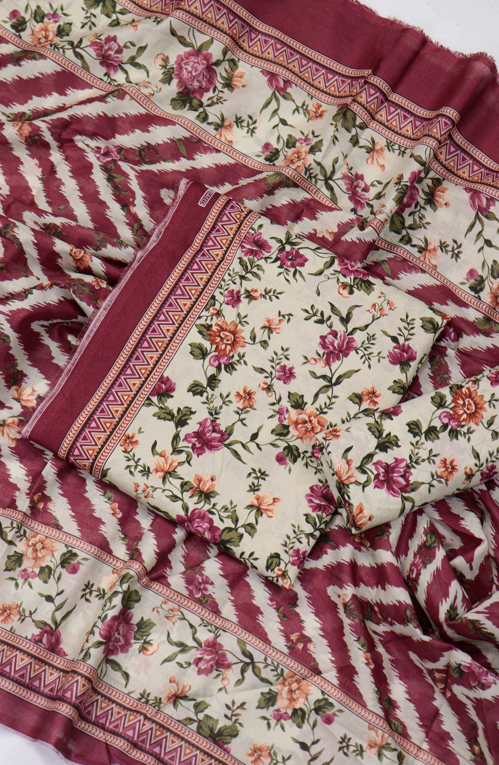 3 Piece Printed MultiColor Lawn Unstitched Suit I Bin Saeed