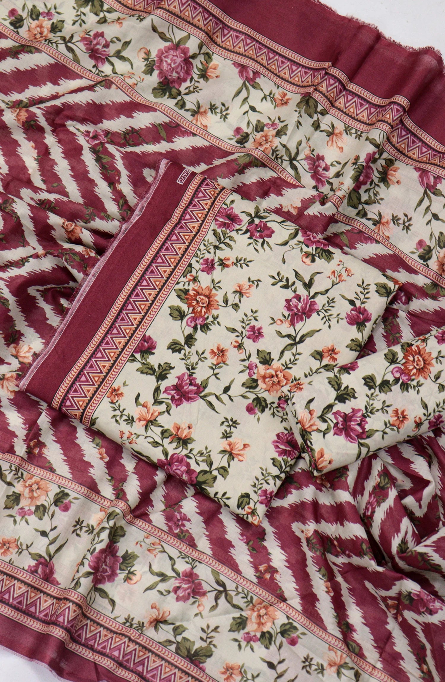 3 Piece Printed MultiColor Lawn Unstitched Suit I Bin Saeed