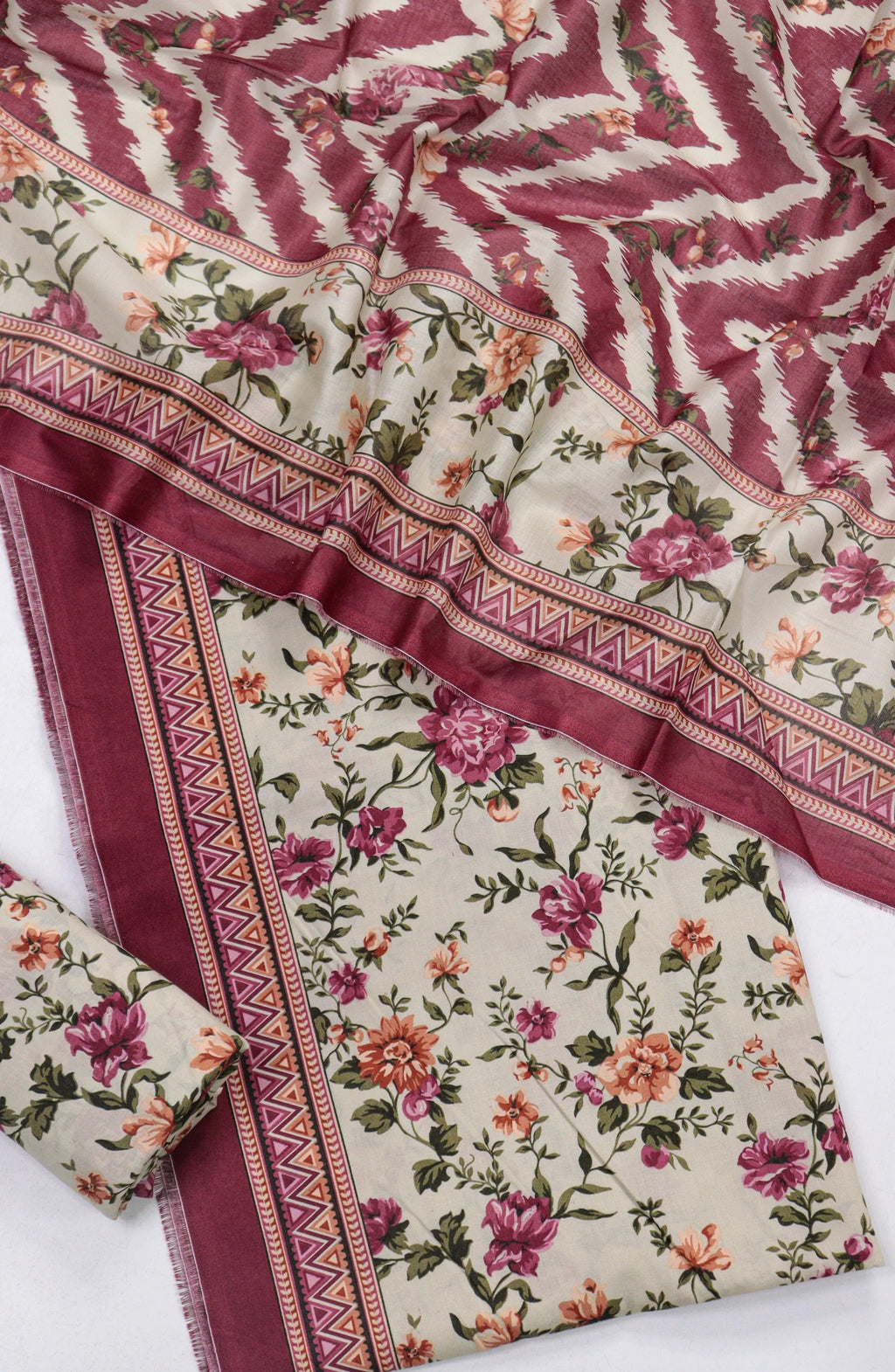 3 Piece Printed MultiColor Lawn Unstitched Suit I Bin Saeed