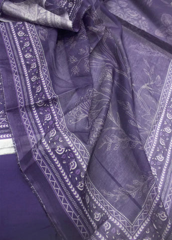 3 Piece Printed Purple Color Lawn Unstitched Suit I Bin Saeed