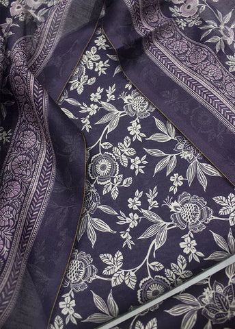 3 Piece Printed Purple Color Unstitched Suit I Bin Saeed