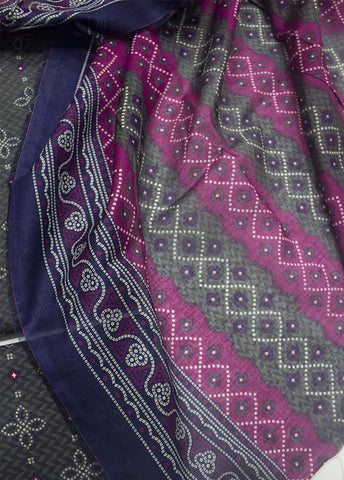 3 Piece Printed Blue Grey Color Unstitched Suit I Bin Saeed