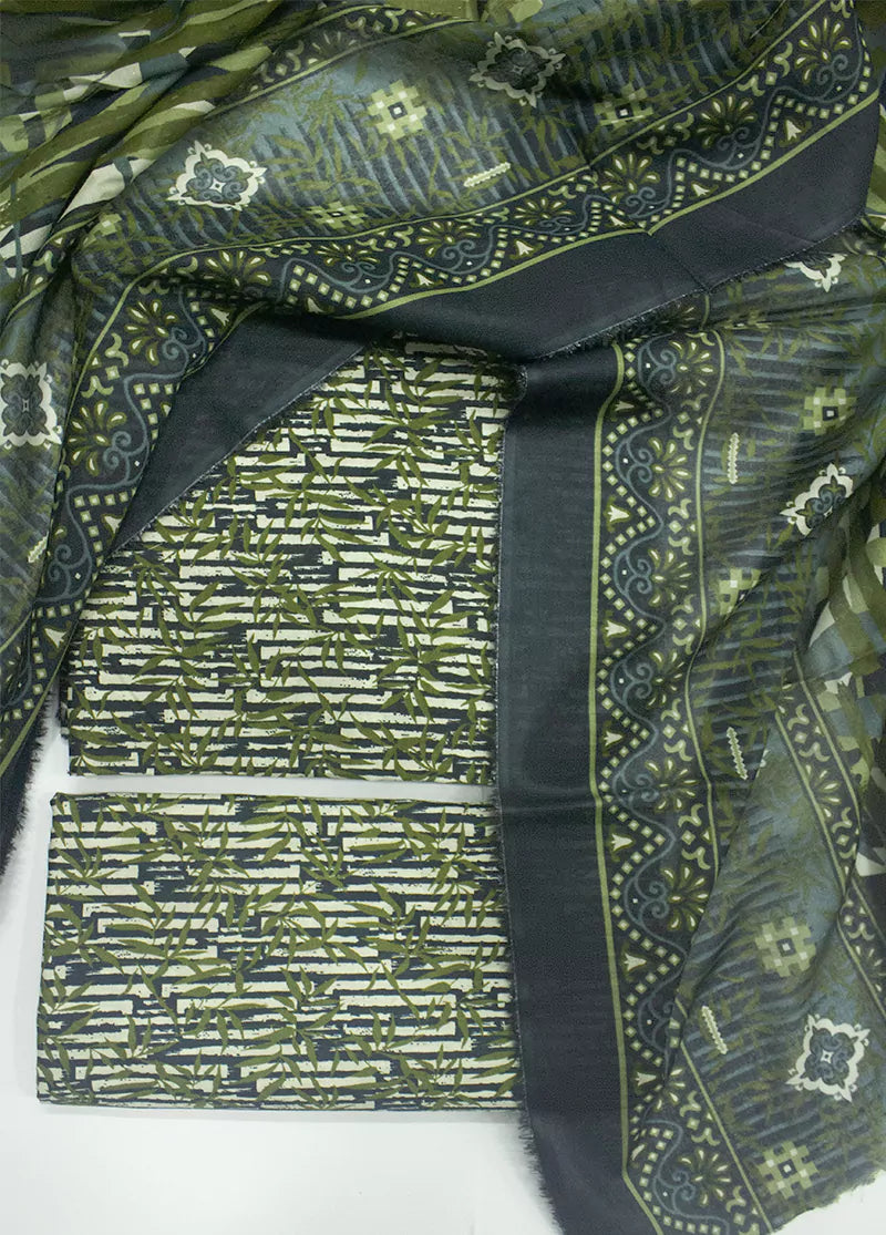 3 Piece Printed MultiColor Unstitched Suit I Bin Saeed