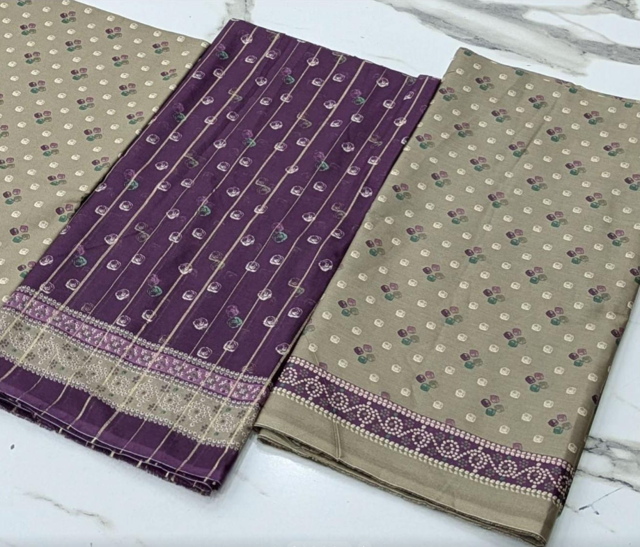 3 Piece Printed Pista Green Color Unstitched Suit I Bin Saeed