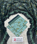 3 Piece Printed Sky blue Color Unstitched Suit I Bin Saeed