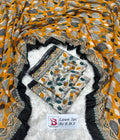 3 Piece Printed Cream Color Unstitched Suit I Bin Saeed