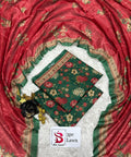 3 Piece Printed Green Color Unstitched Suit I Bin Saeed