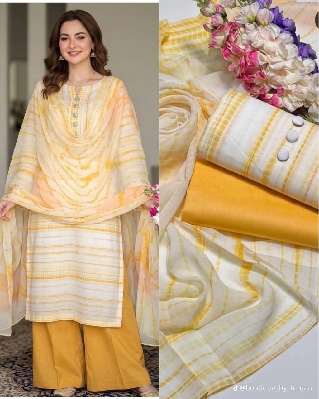 3 Piece Yellow Color Suit Tie n Die