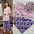 2 Piece Light Pink Color Chicken Kari Shirt with Printed Trouser | 01