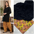 2 Piece Black Color Chicken Kari Shirt with Printed Trouser