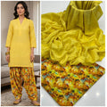 2 Piece Yellow Color Chicken Kari Shirt with Printed Trouser | 01