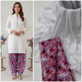 2 Piece White Color Chicken Kari Shirt with Printed Trouser | 01