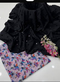 2 Piece Black Color Chicken Kari Shirt with Printed Trouser | 03
