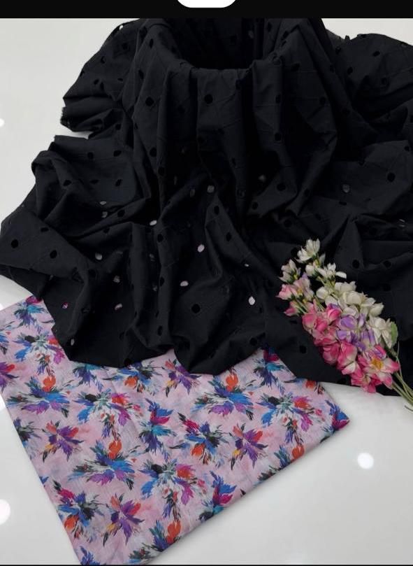 2 Piece Black Color Chicken Kari Shirt with Printed Trouser | 03
