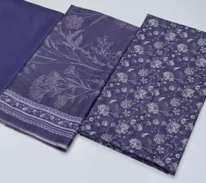 3 Piece Printed Purple Color Lawn Unstitched Suit I Bin Saeed